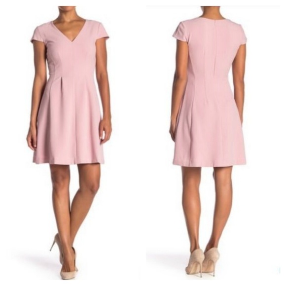 Eliza J Dresses & Skirts - Eliza J V-Neck Fit and Flare Pink Mini Dress NWT